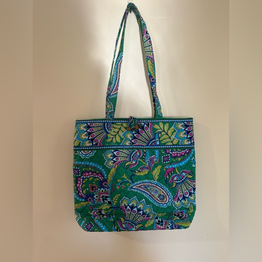 Vera Bradley Retired Print Emerald Paisley Shoulder Tote